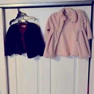 BCBG Girls fur with a burgundy bow 2T and Little Lass  18 month pink fur coat